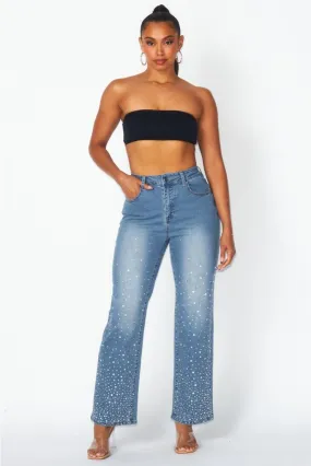 Sasha High Rise Rhinestone Jean Pants