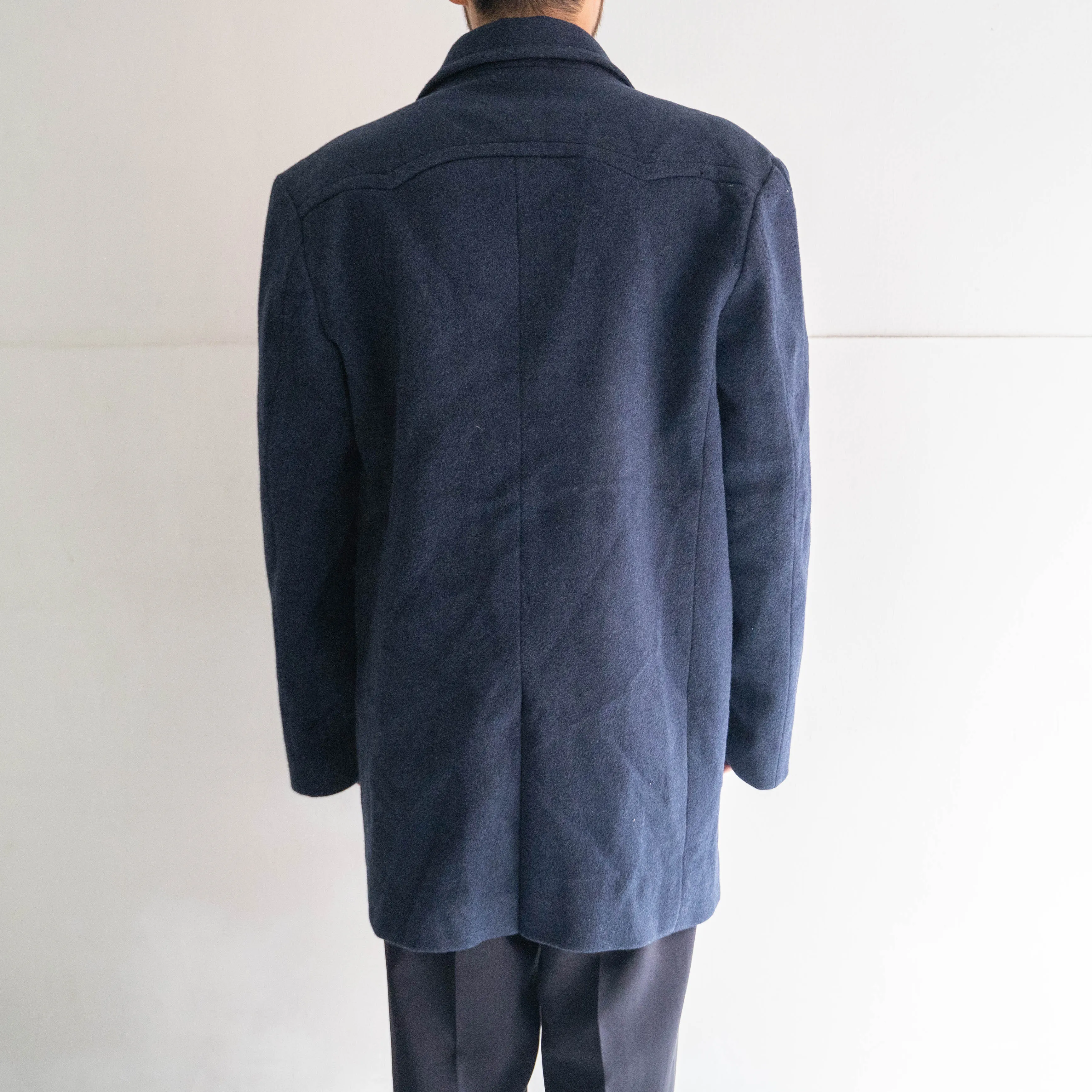 1960-70s italian navy wool p coat -dark navy- 'dead stock'