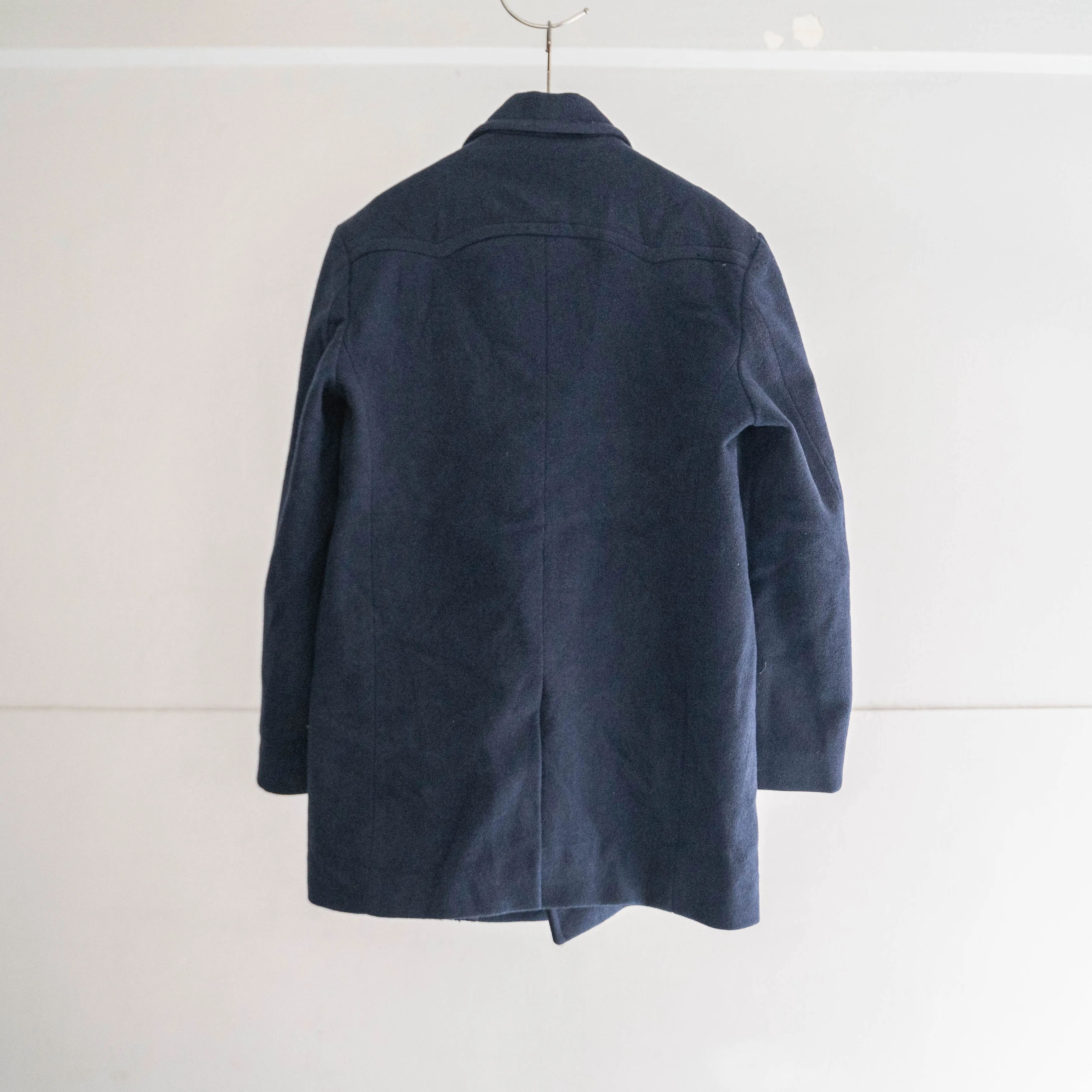 1960-70s italian navy wool p coat -dark navy- 'dead stock'