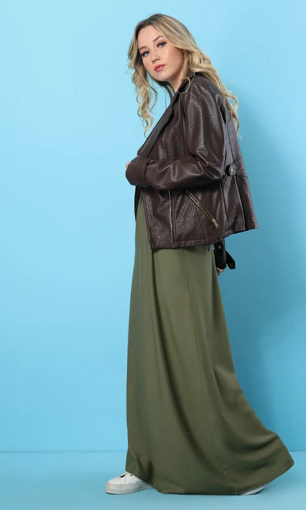 34555 Basic Maxi Loose Olive Skirt