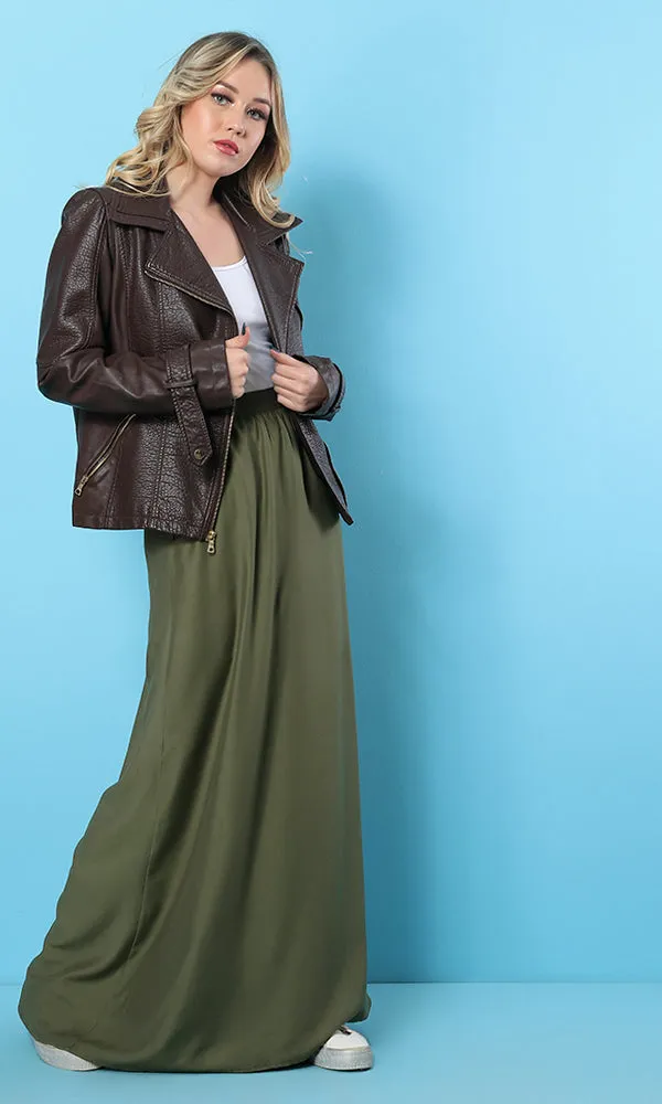 34555 Basic Maxi Loose Olive Skirt