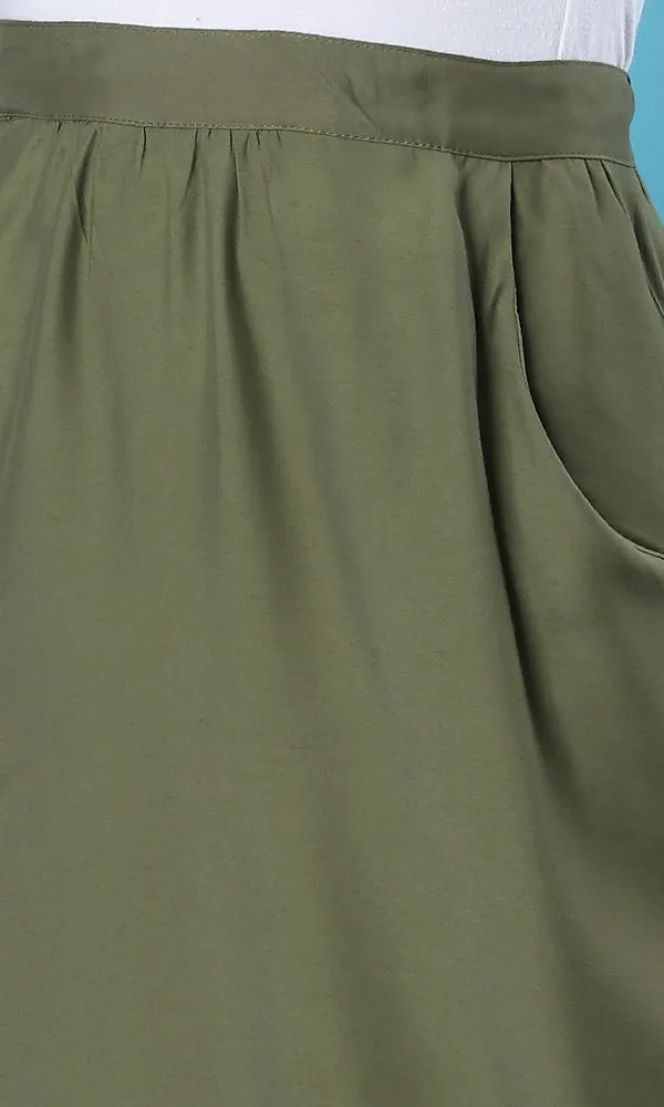 34555 Basic Maxi Loose Olive Skirt