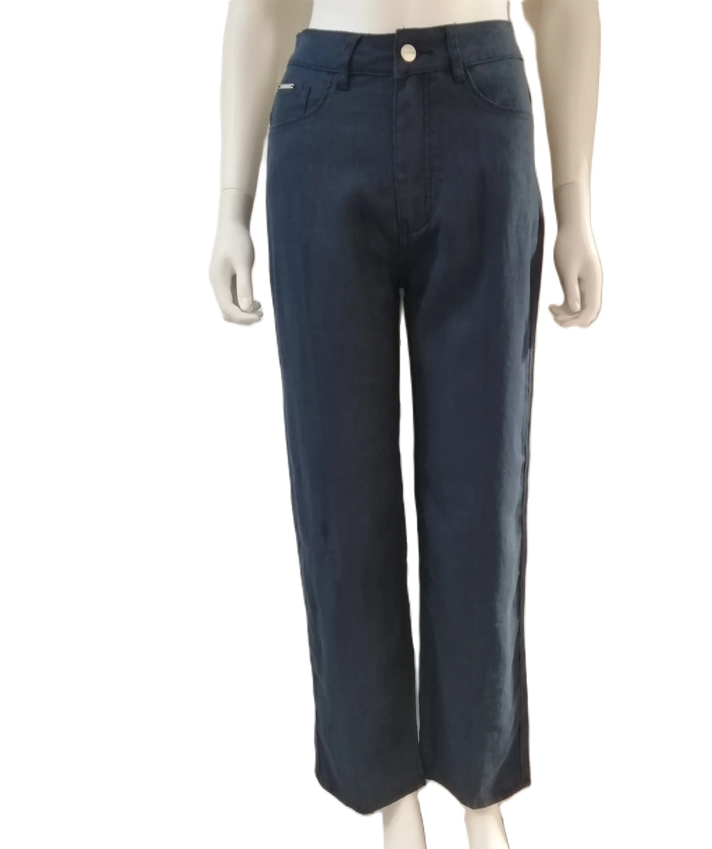 87321007 Wide Leg Linen Trousers - Navy