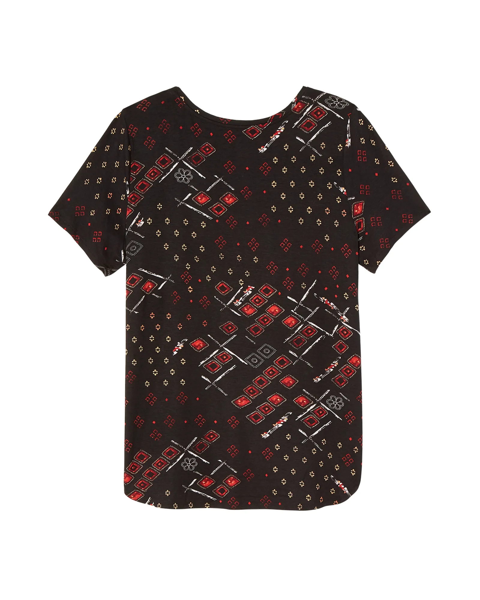 Adelene Round Hem Tee | Black / Red