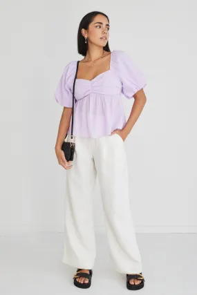 Adore Lilac Texture SS Babydoll Top