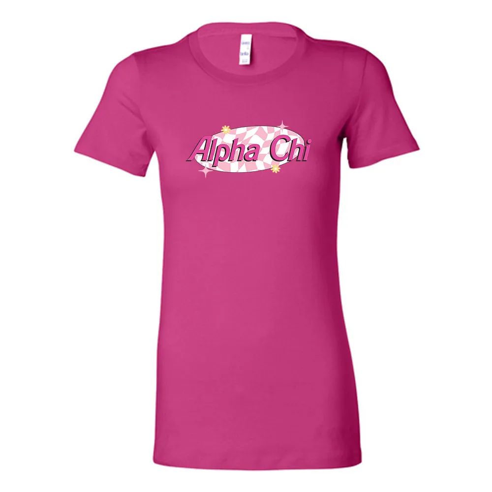 Alpha Chi Omega Diner Glam Womens Slim Fit Tee