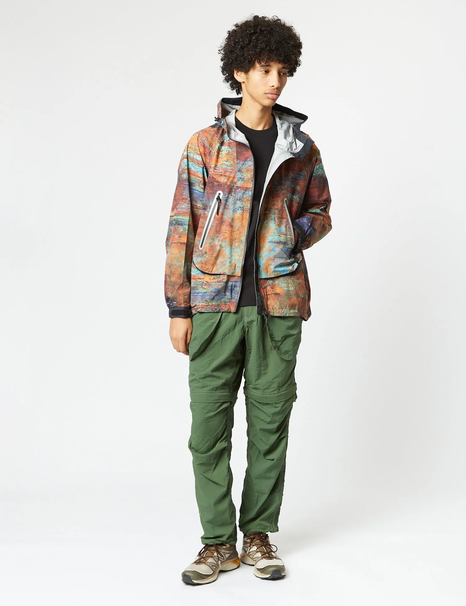 and Wander PERTEX Rain Jacket - Multi Orange/Blue