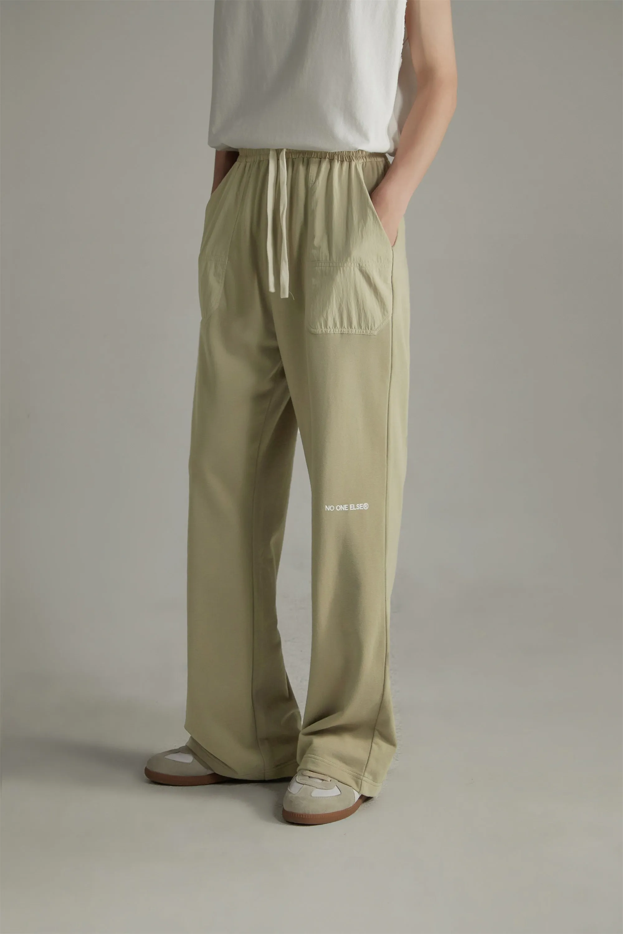 Banded Wide-Leg Slacks