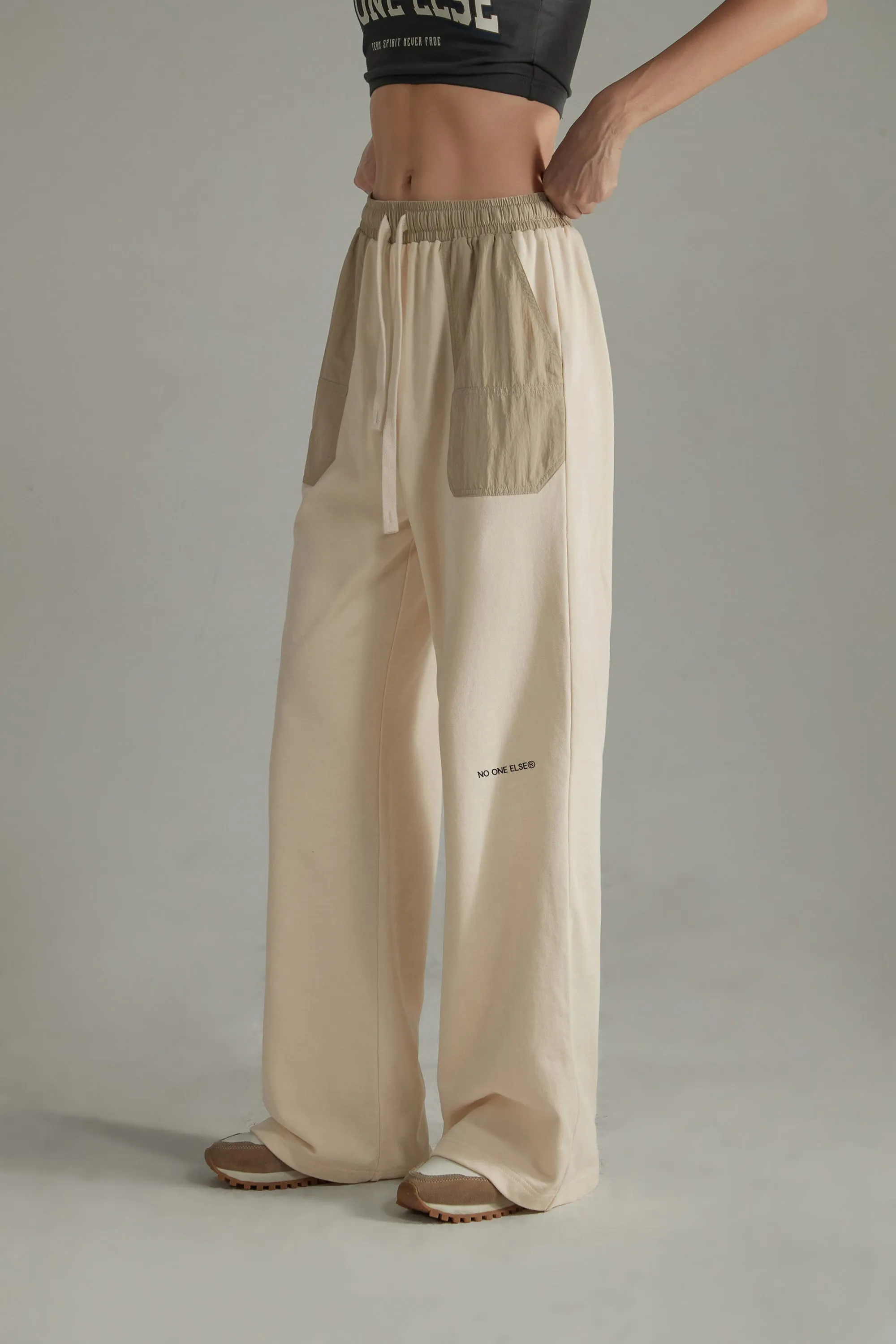 Banded Wide-Leg Slacks