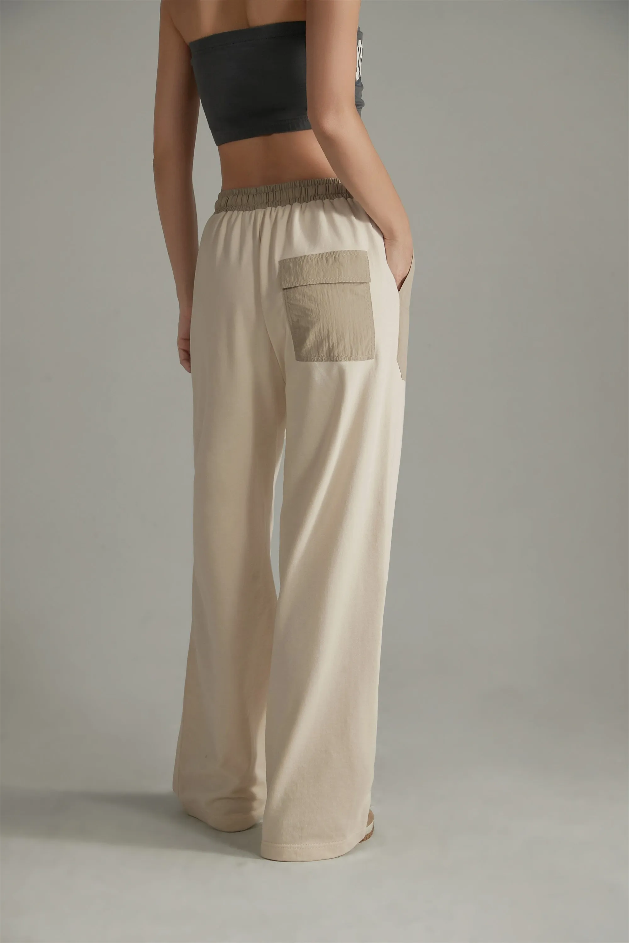 Banded Wide-Leg Slacks