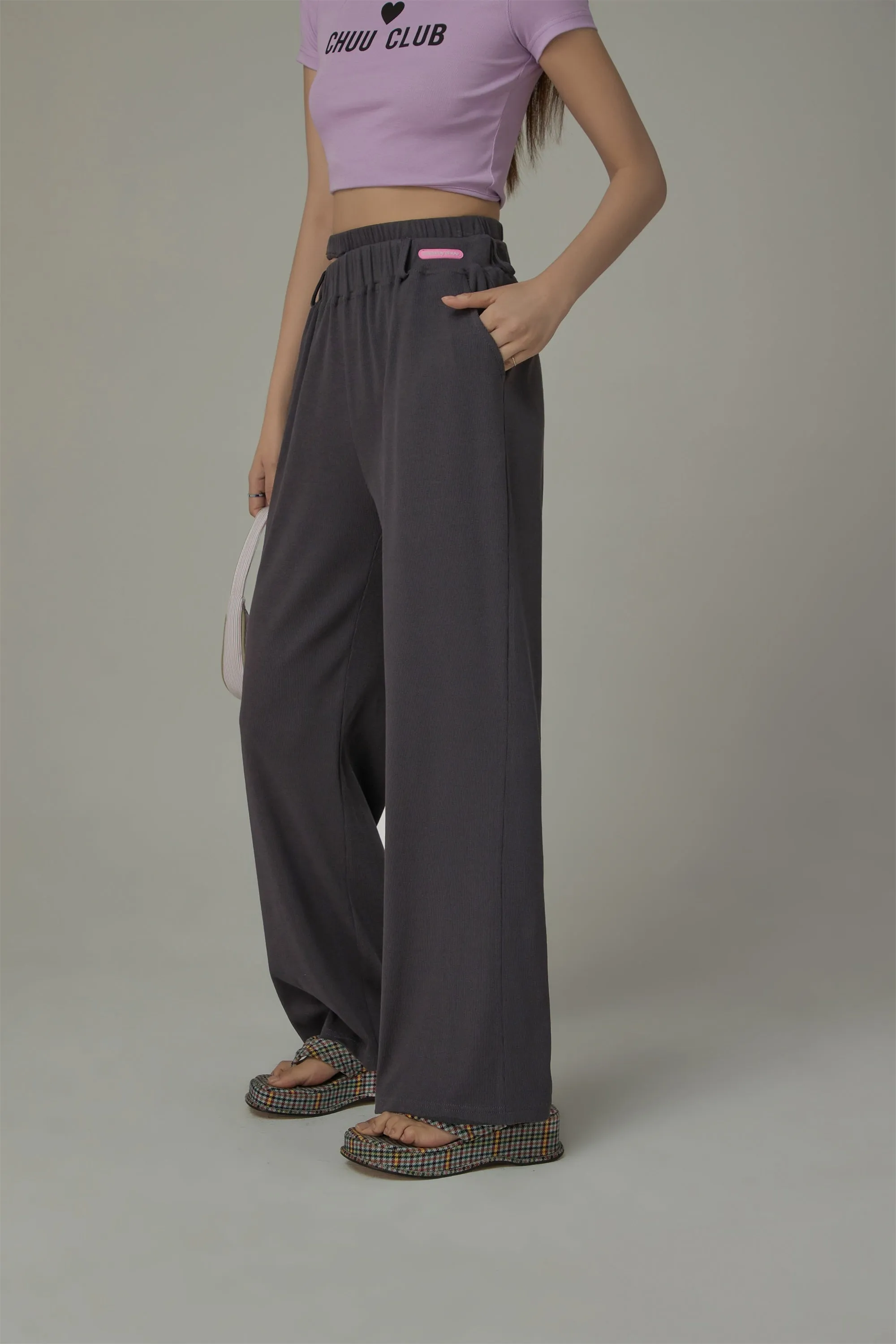 Banding Loose Fit Slit Daily Pants