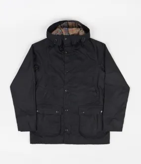 Barbour White Label Slim Bedale Hooded Wax Jacket - Navy