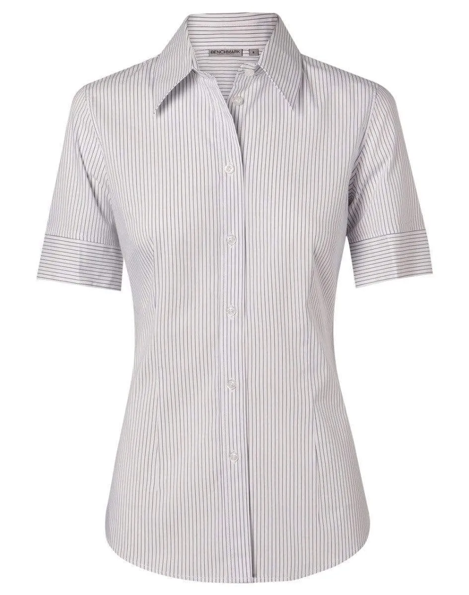 BENCHMARK Women's Ticking Stripe Short Sleeve Shirt M8200S