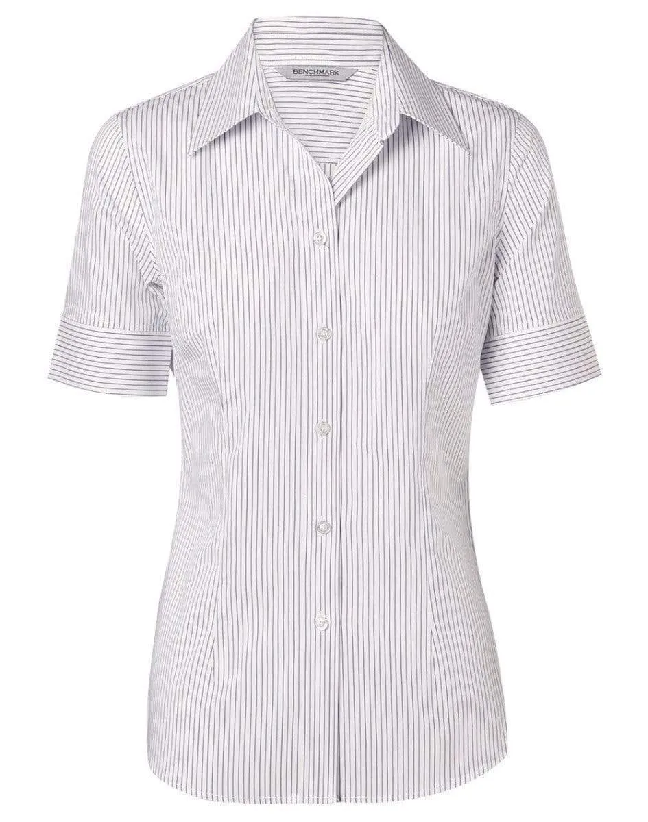 BENCHMARK Women's Ticking Stripe Short Sleeve Shirt M8200S