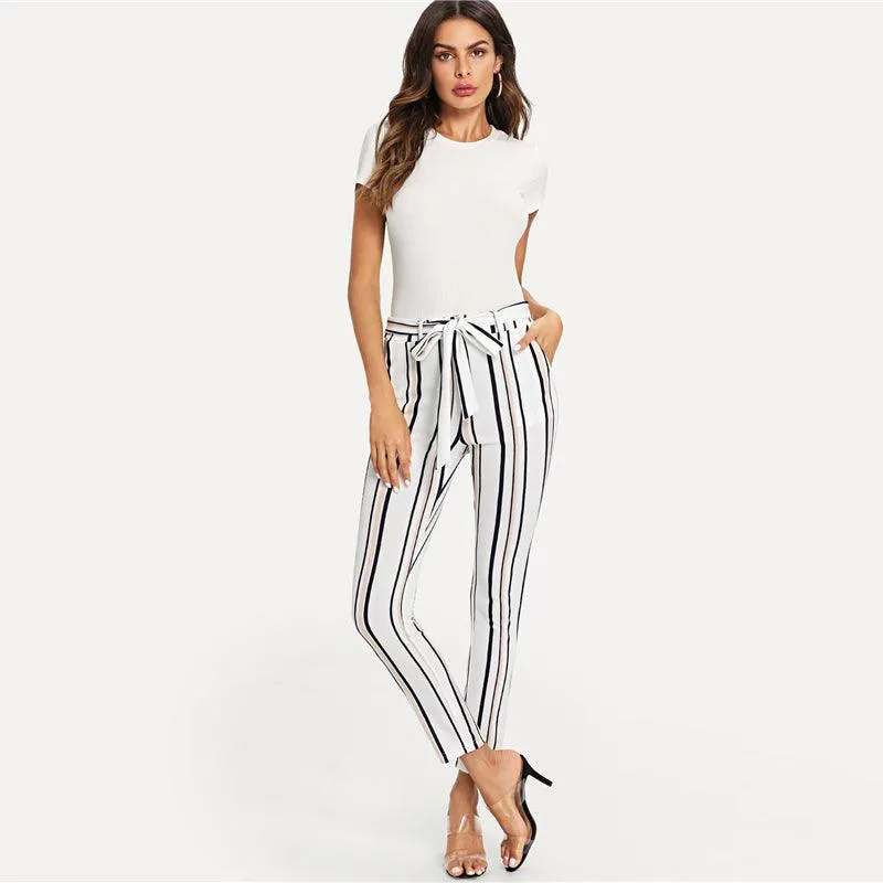 BLACK & PEACH STRIPE ARE SO RIGHT ANKLE PANTS