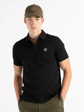 Black Cotton Short-Sleeve Polo