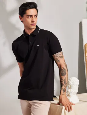 Black Solid Polo T-Shirt