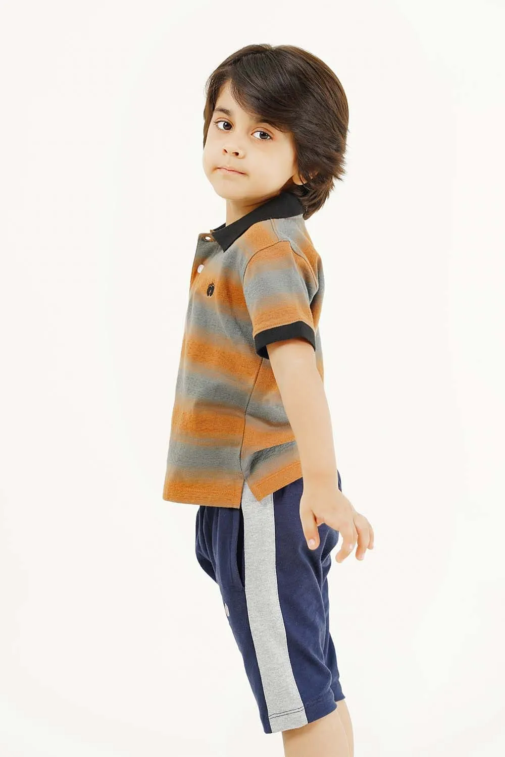 Boy’s Short Sleeves Yarn Dyed Fashion Polo