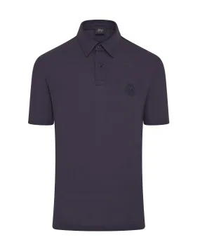 Brioni Short Sleeve Golf Branded Polo (Navy)