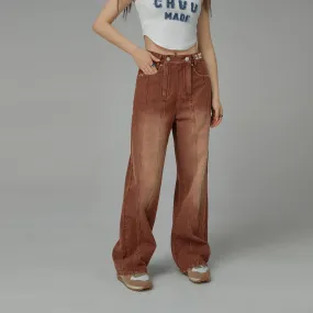 Brown Gradient Denim Wide Pants