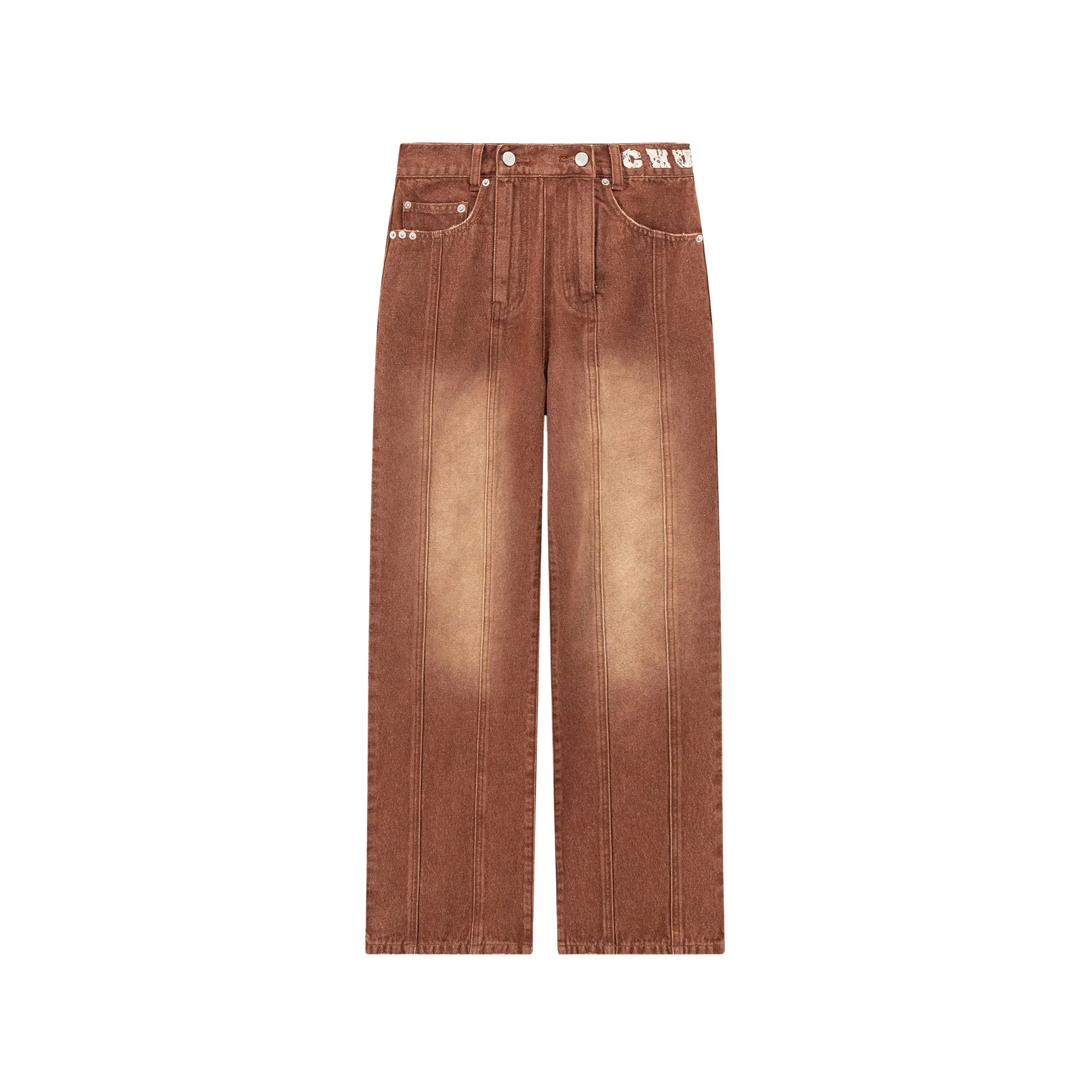 Brown Gradient Denim Wide Pants