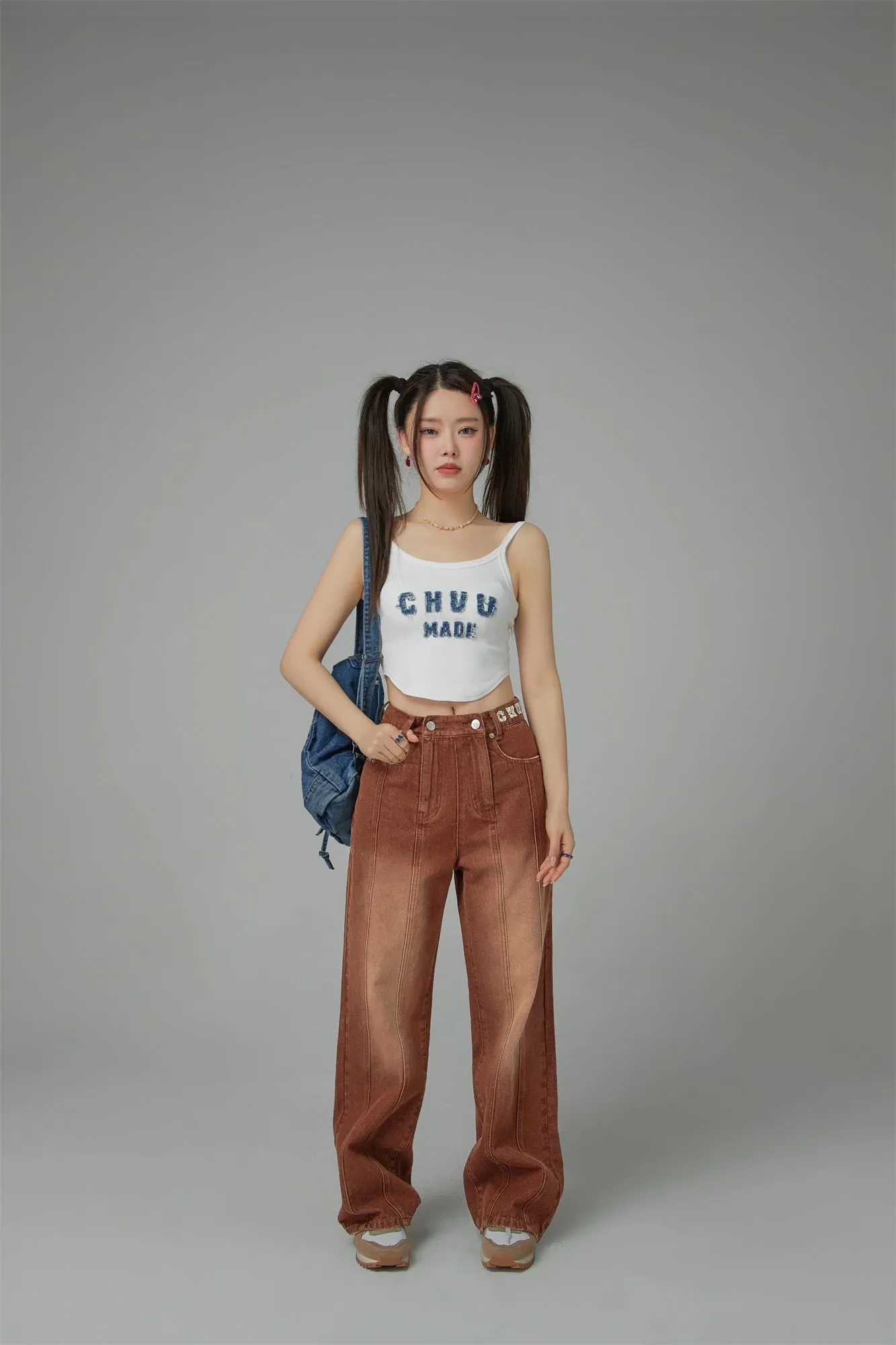 Brown Gradient Denim Wide Pants