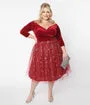 Burgundy Velvet & Tulle Silver Stars Marceline Swing Dress