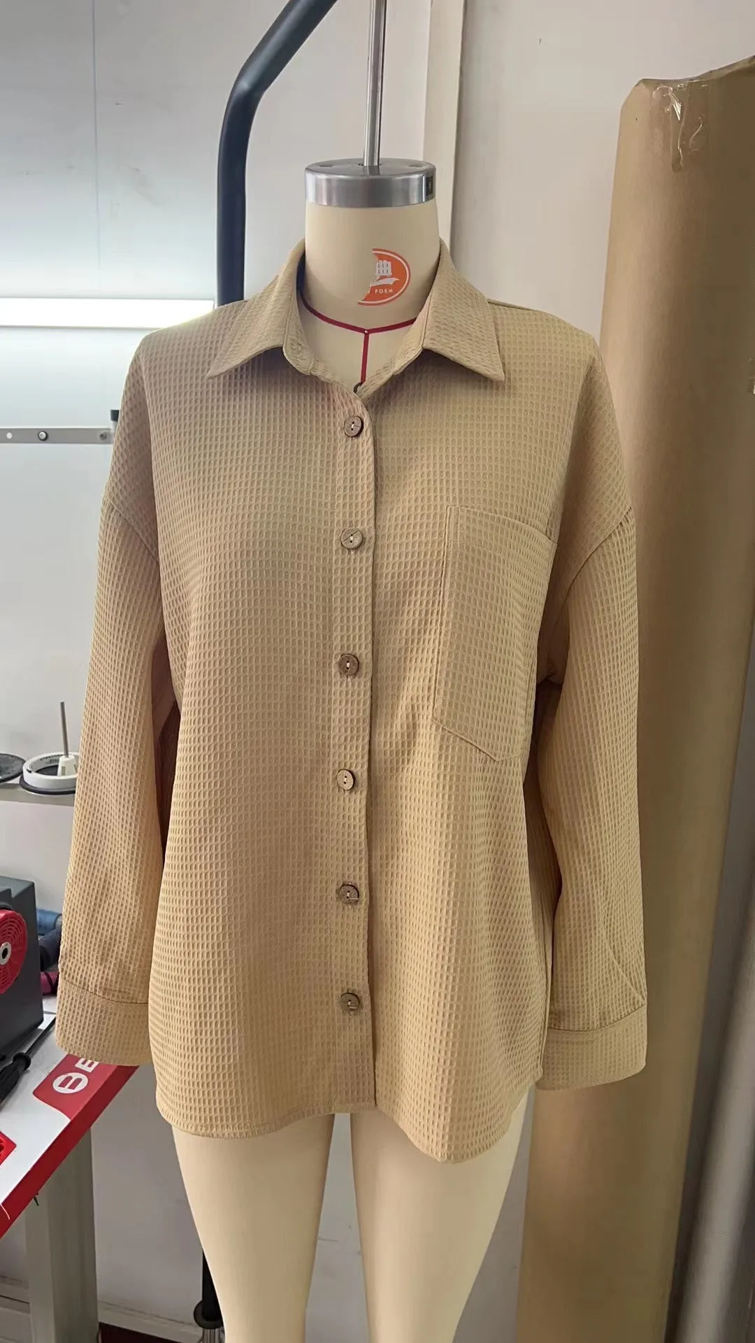 Button Down Collar Long Sleeve Shacket