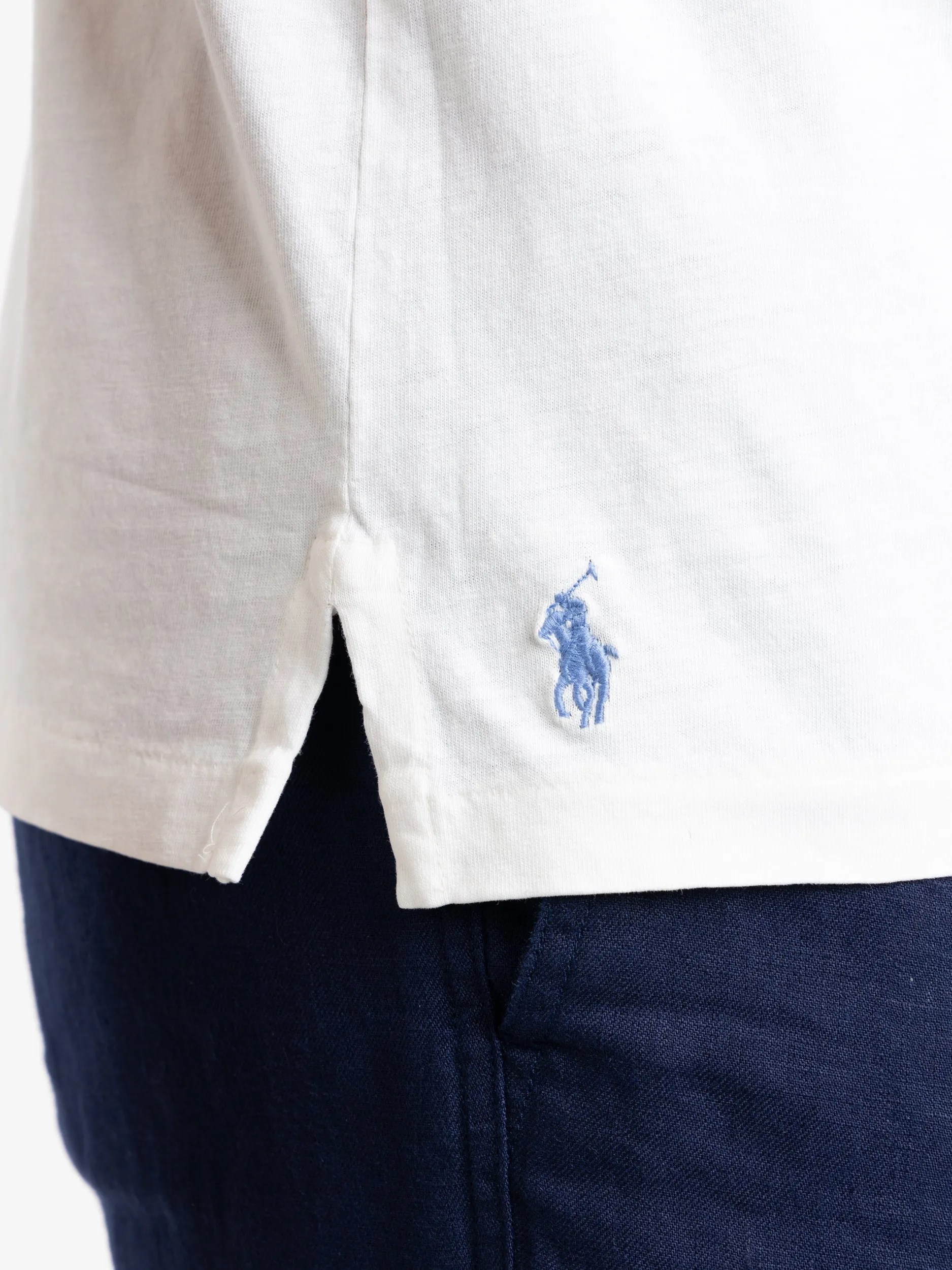 Ceramic White Classic Fit Cotton-Linen Polo Shirt