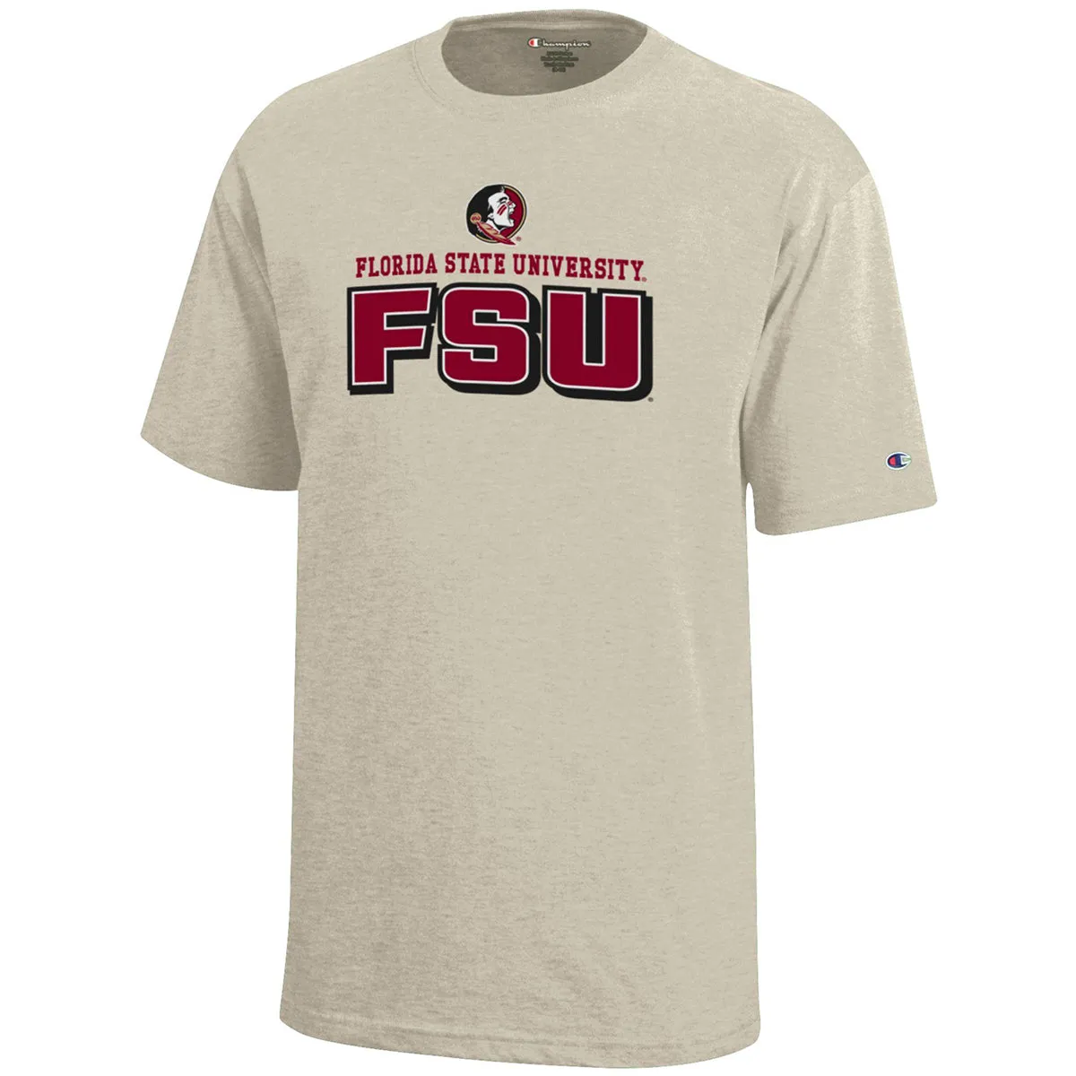 Champion Seminole Logo/Florida State University FSU Design Youth Short Sleeve T-shirt - Oatmeal