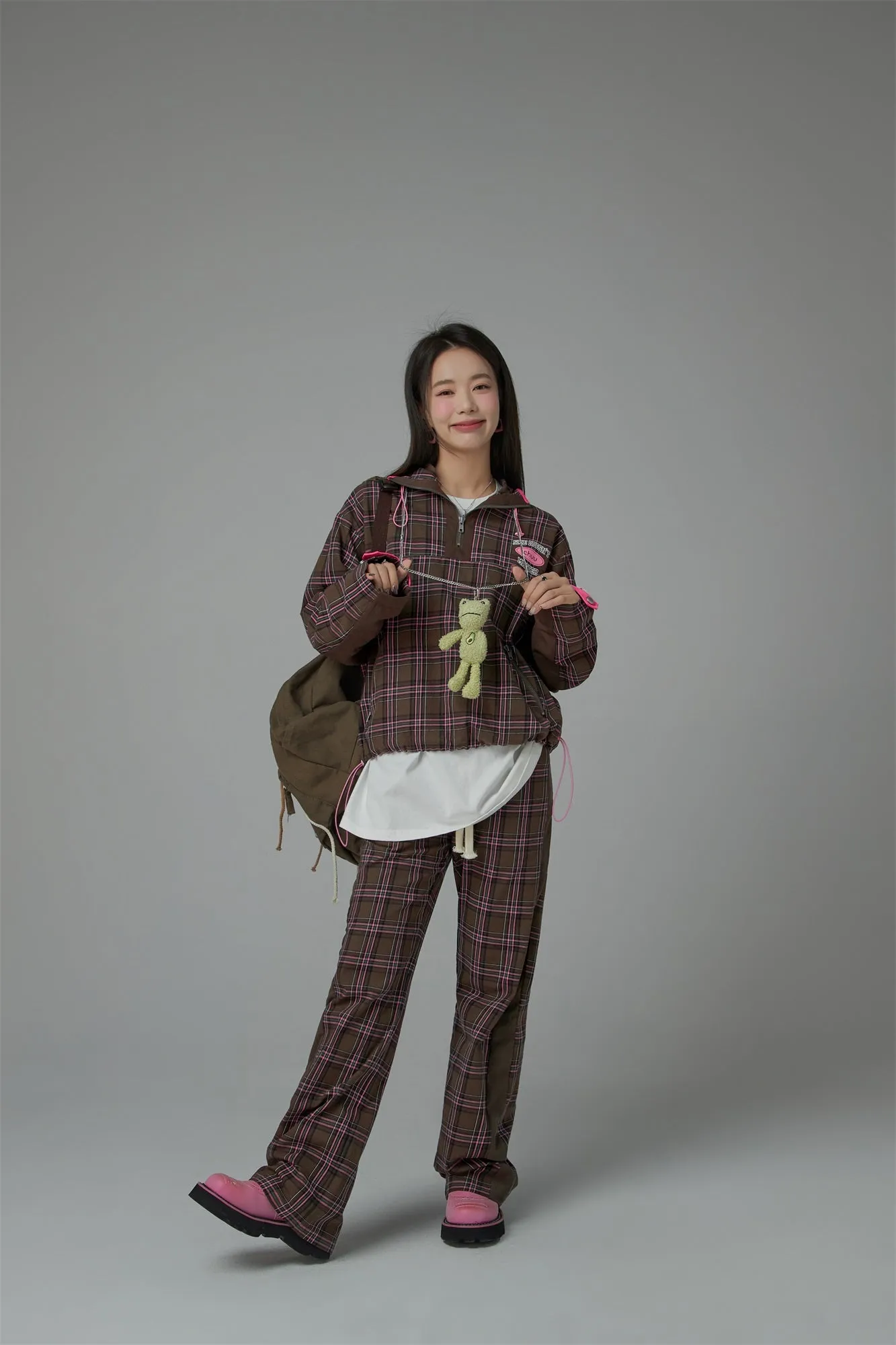 Check String Wide Casual Pants