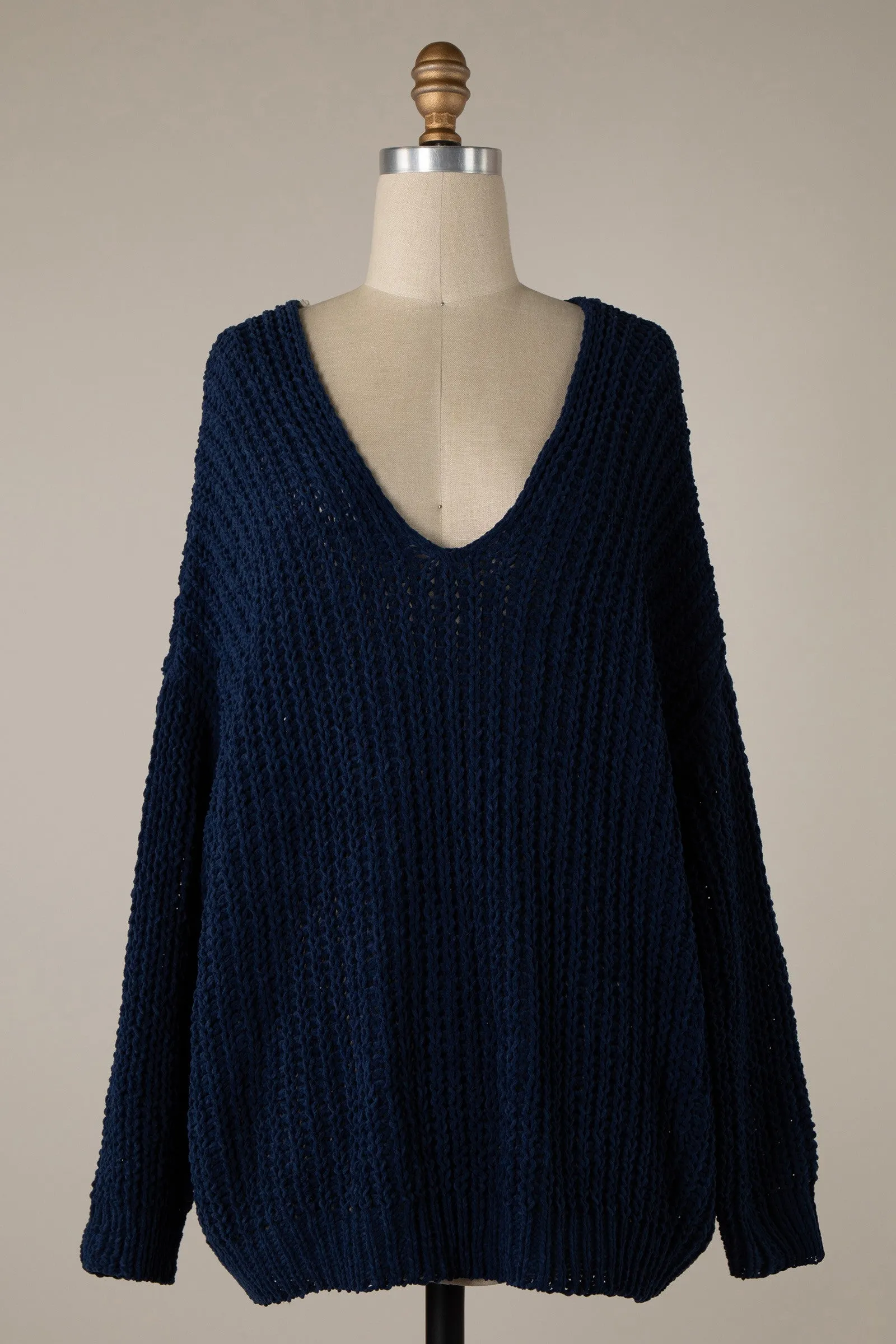 CHENILLE CABLE KNIT OVERSIZED SWEATER 1 PACK