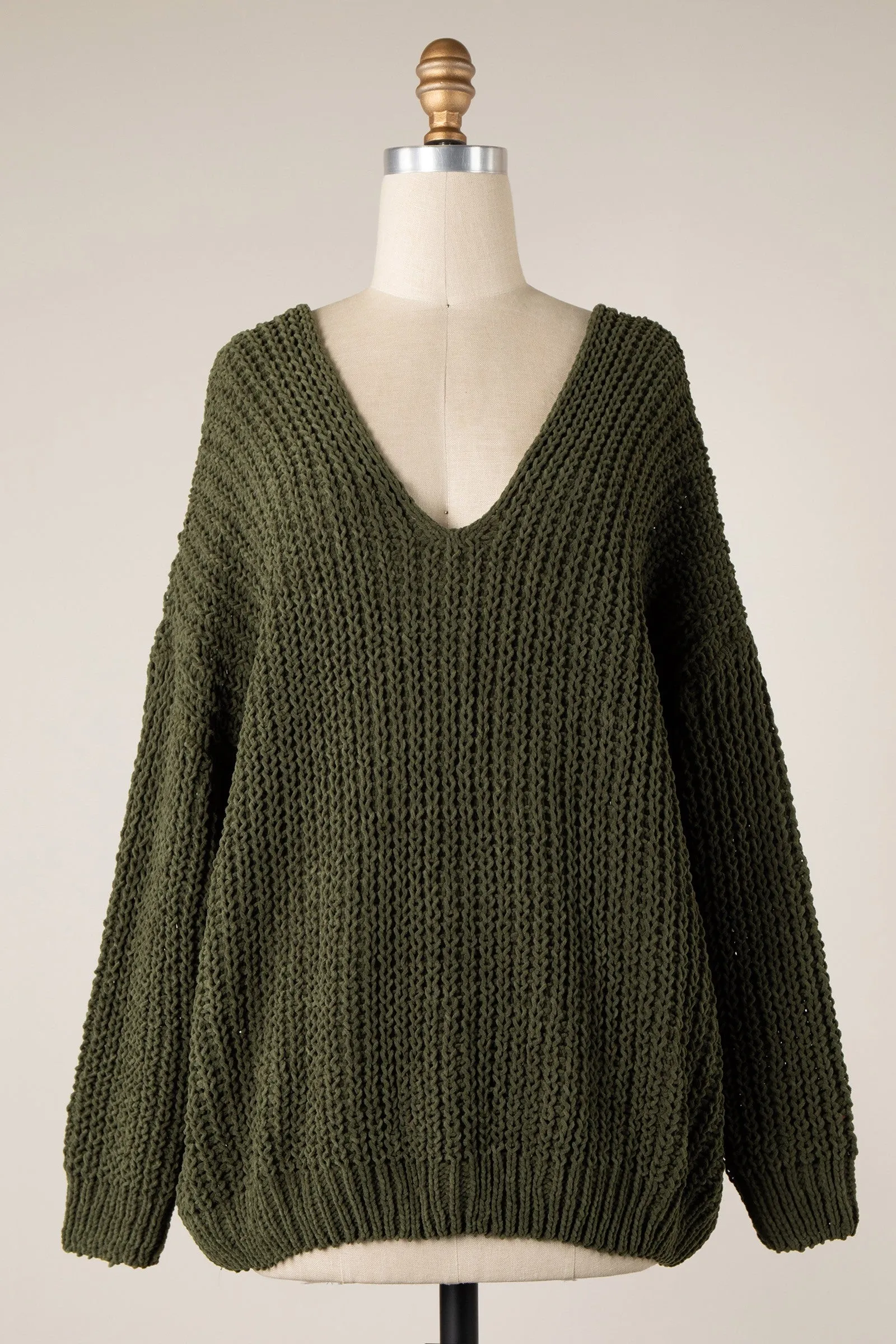 CHENILLE CABLE KNIT OVERSIZED SWEATER 1 PACK