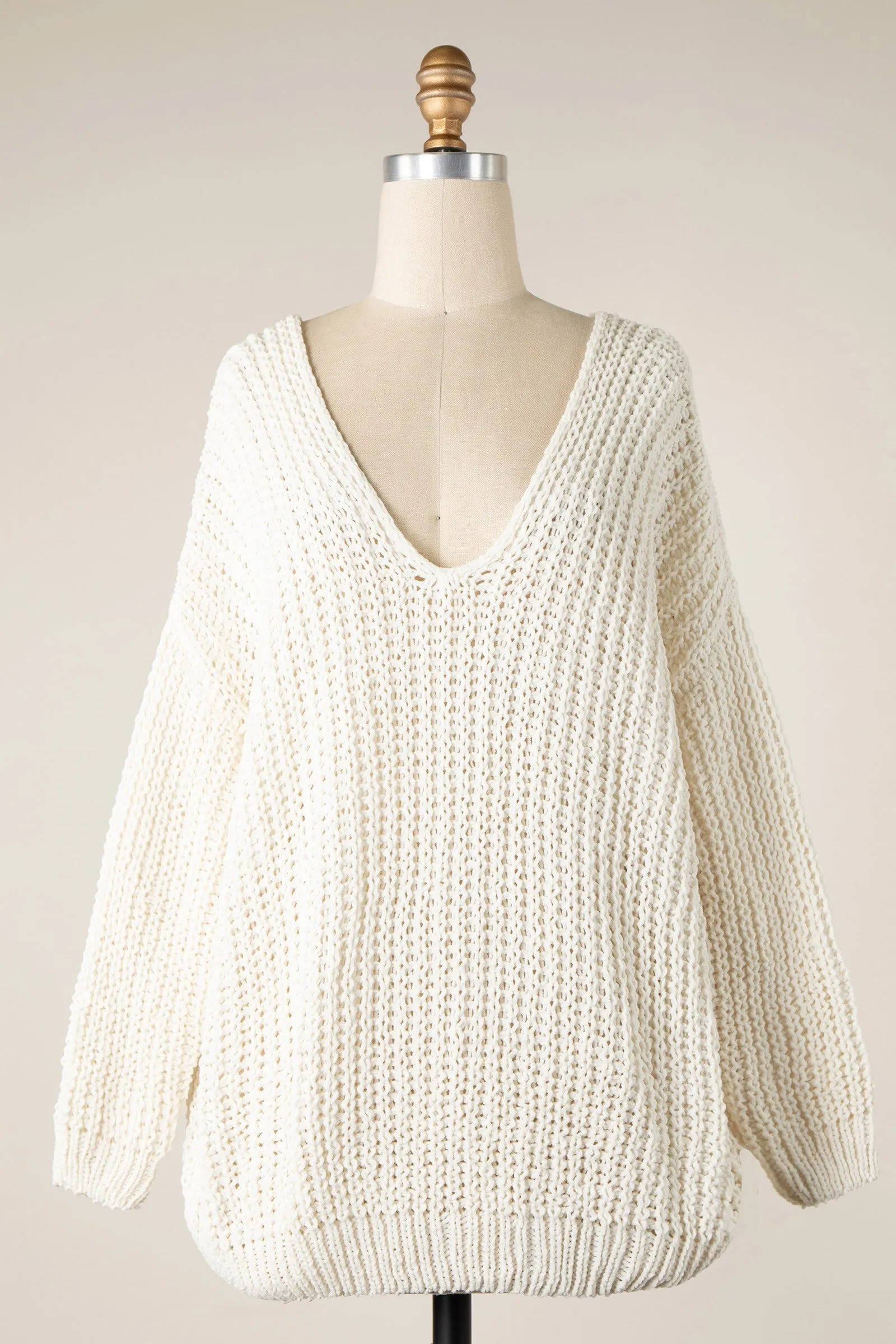 CHENILLE CABLE KNIT OVERSIZED SWEATER 1 PACK