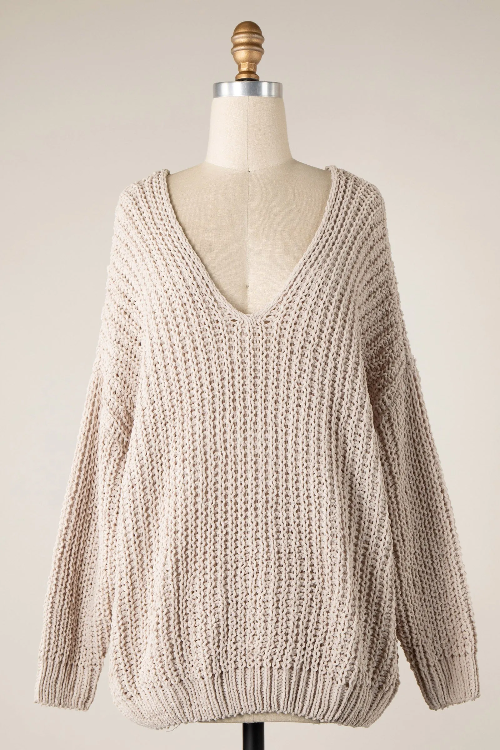 CHENILLE CABLE KNIT OVERSIZED SWEATER 1 PACK