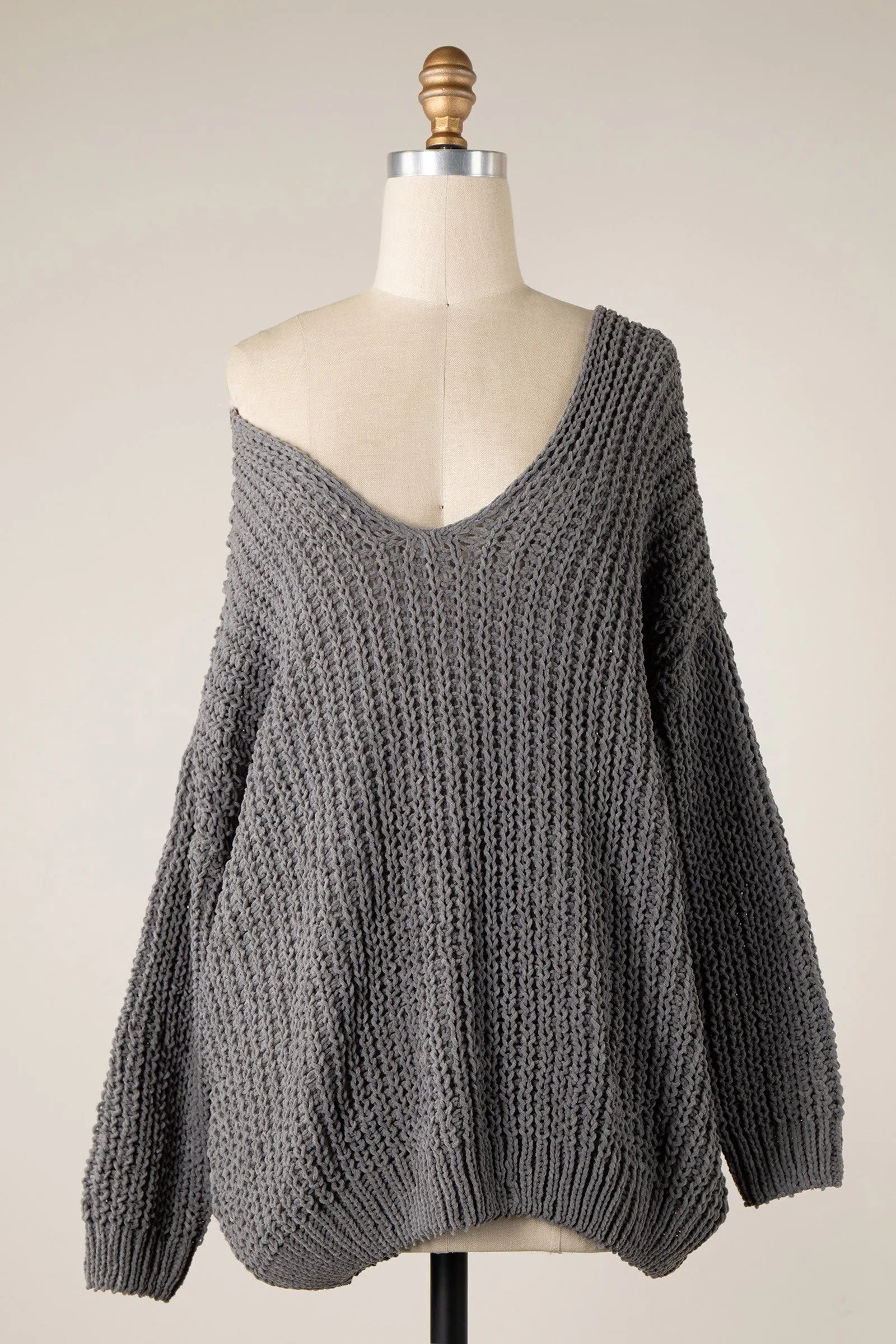 CHENILLE CABLE KNIT OVERSIZED SWEATER 1 PACK