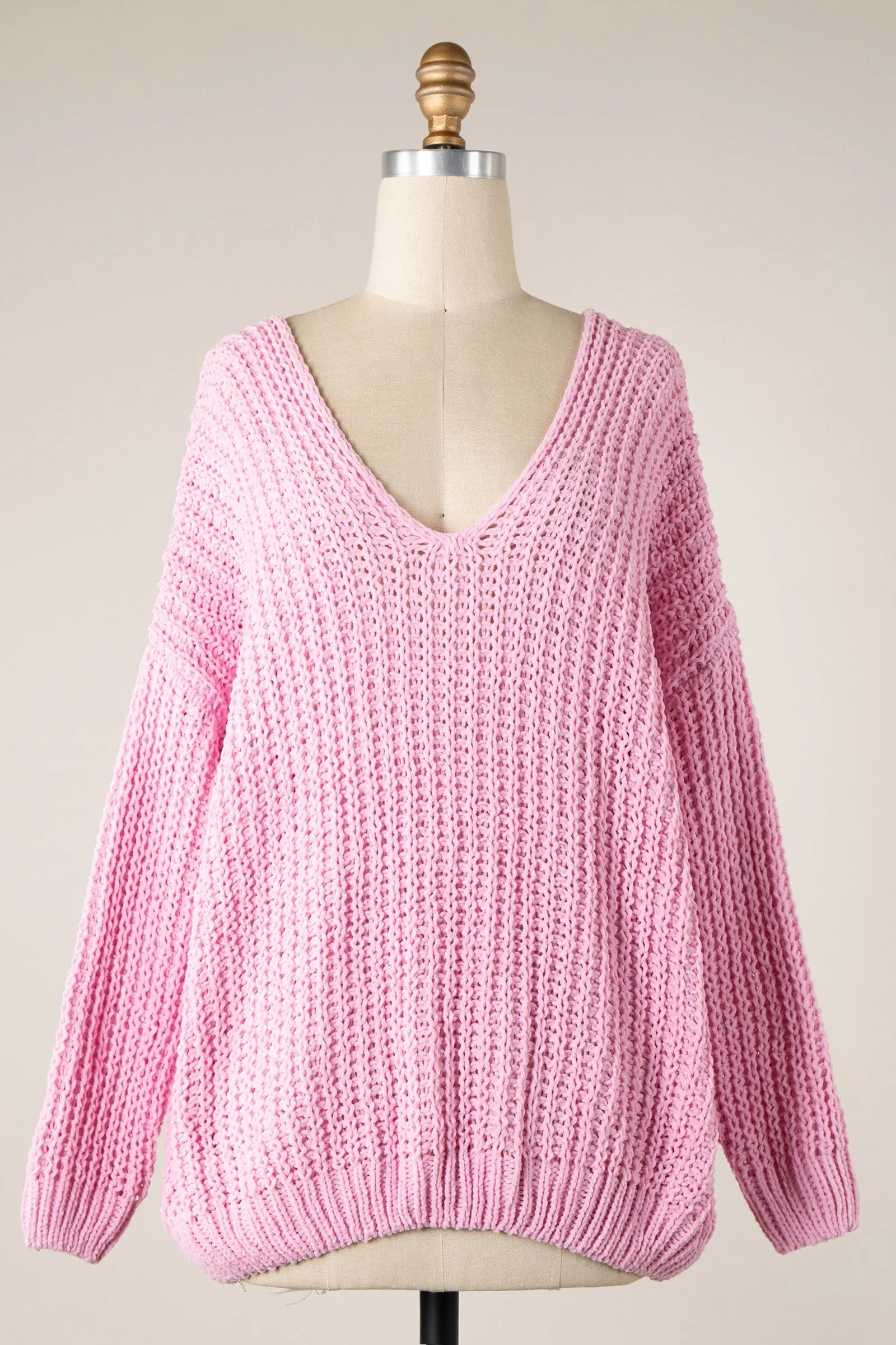 CHENILLE CABLE KNIT OVERSIZED SWEATER 1 PACK