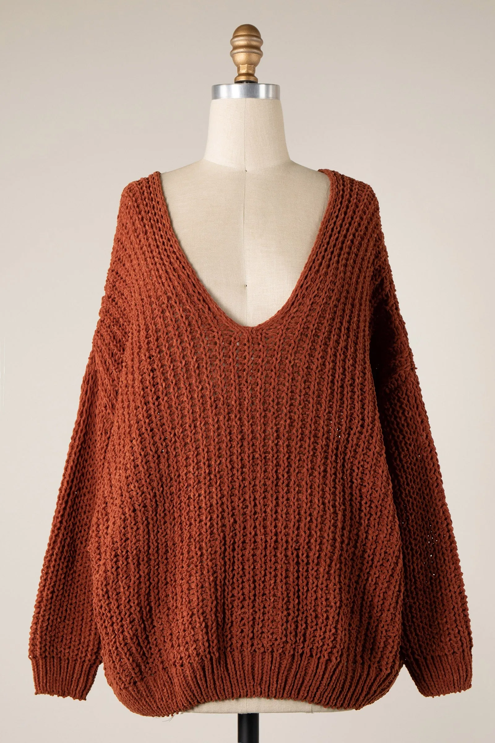 CHENILLE CABLE KNIT OVERSIZED SWEATER 1 PACK