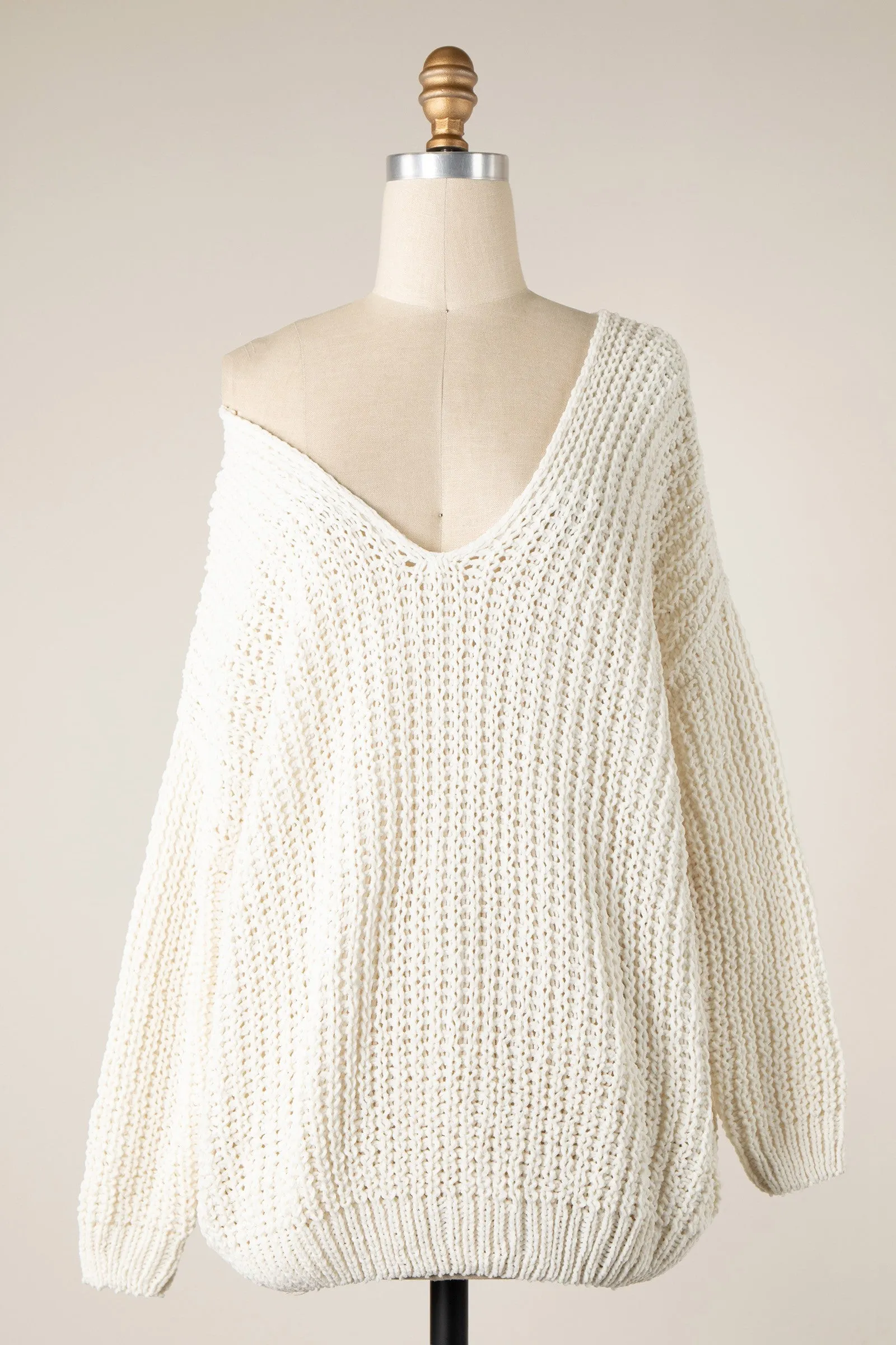 CHENILLE CABLE KNIT OVERSIZED SWEATER 1 PACK