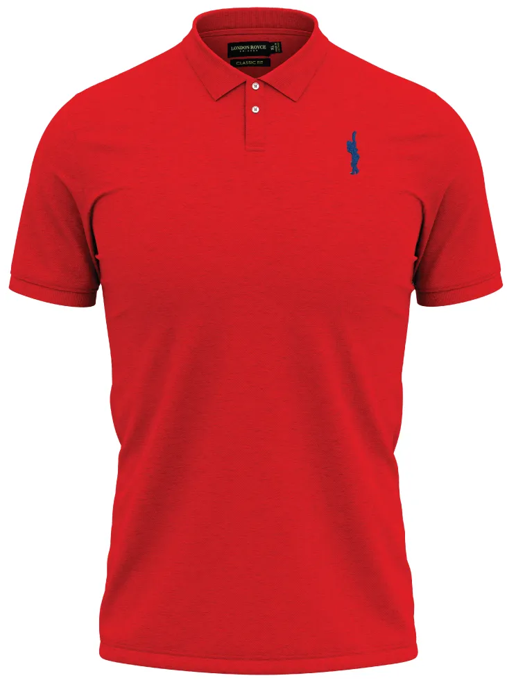 CLASSIC FIT SOLID RED CRICKET POLO SHIRT