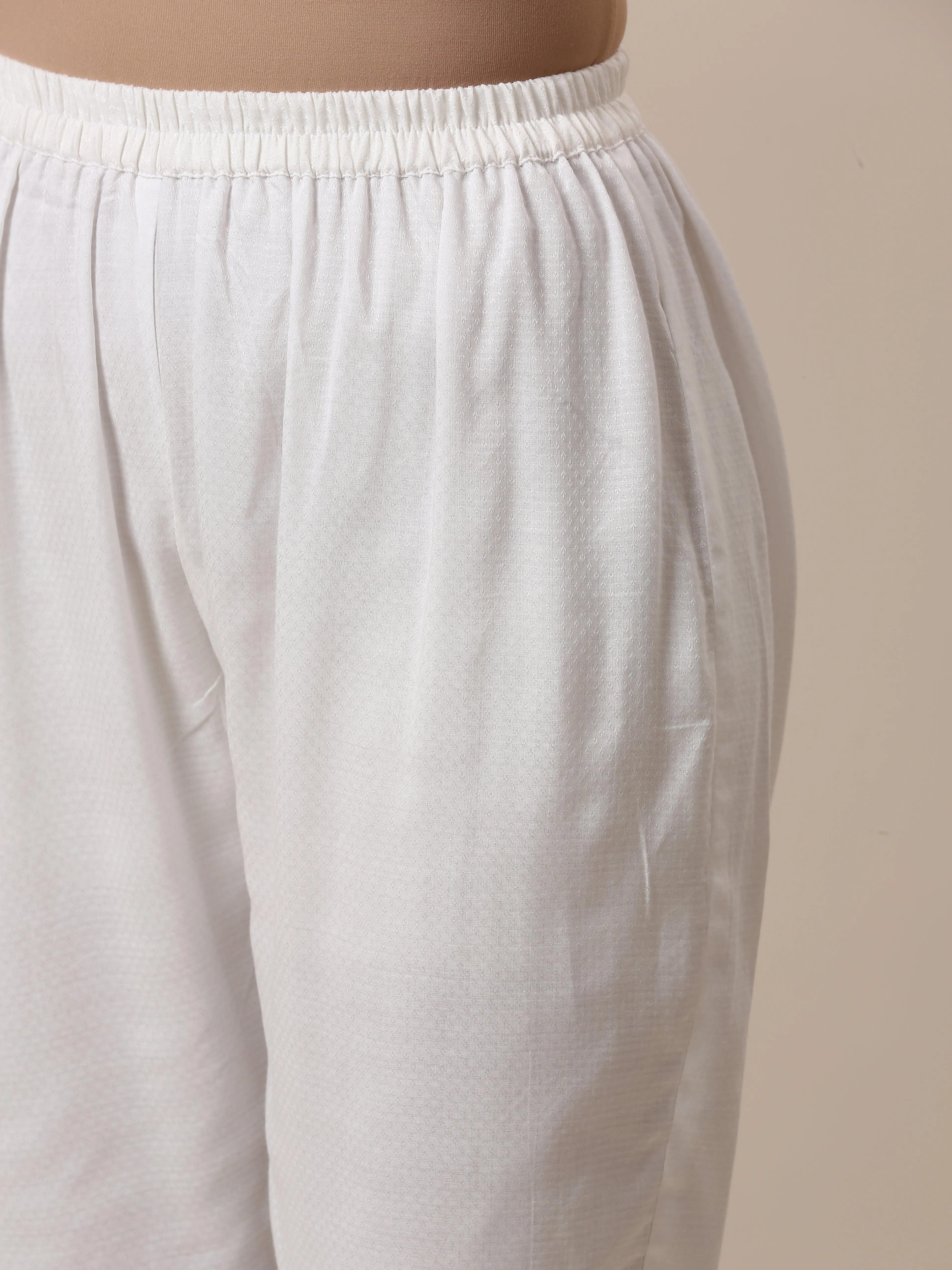 Cotton White Textured Pant