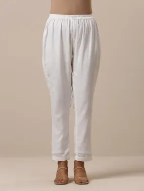 Cotton White Textured Pant