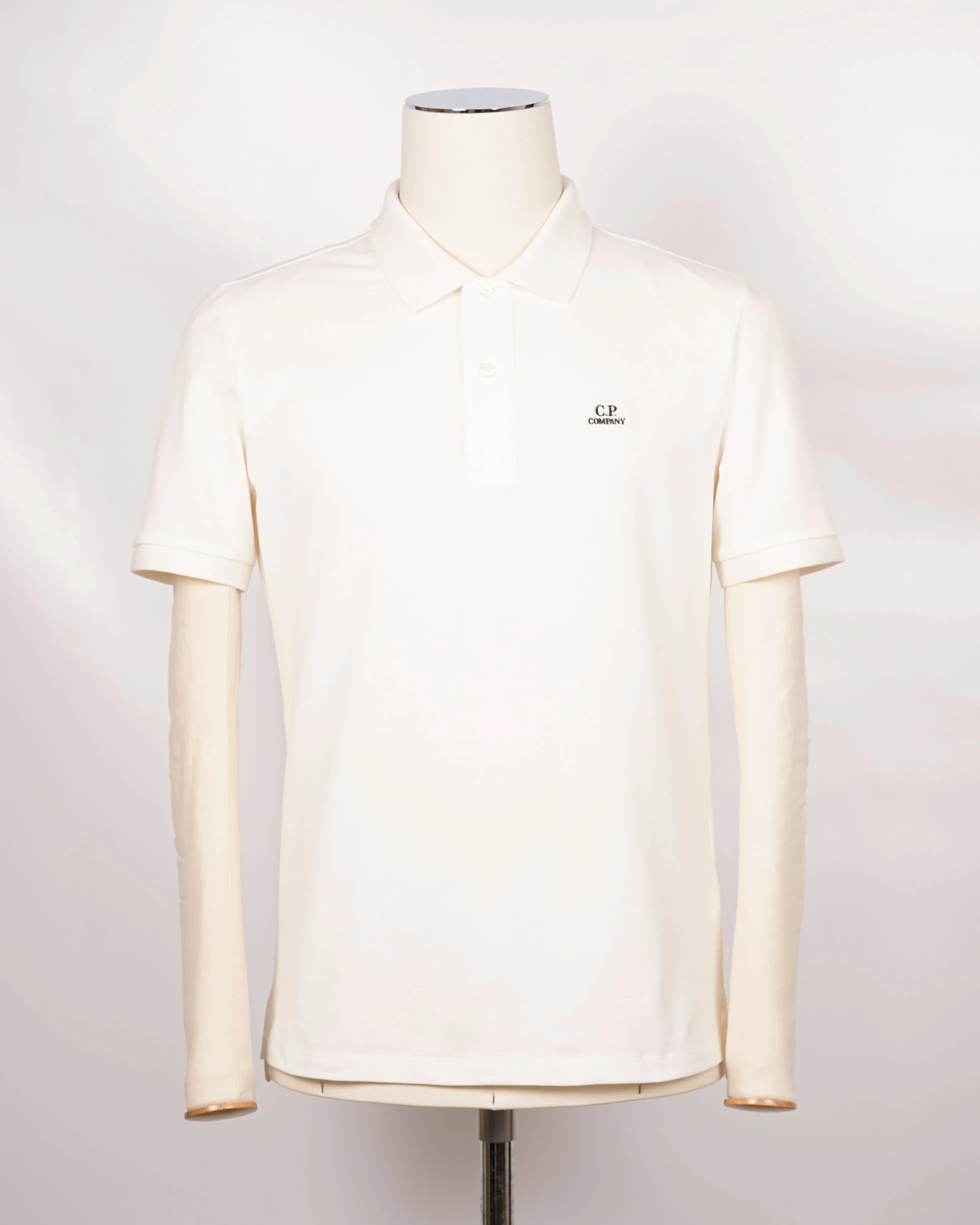 C.P. Company Stretch Pique Polo Shirt / Gauze White