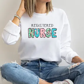 Crewneck Sweatshirt |  Spring Doodle Heart Registered Nurse