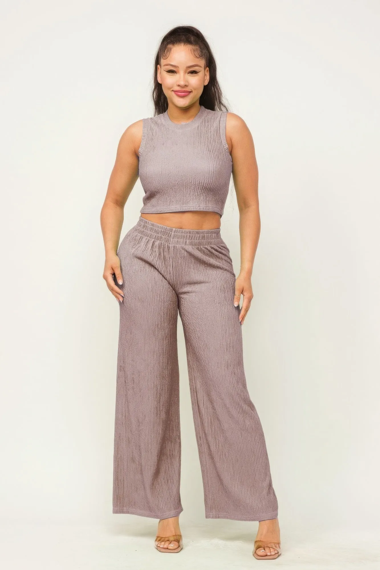 Crop Top And Wide Pants Set