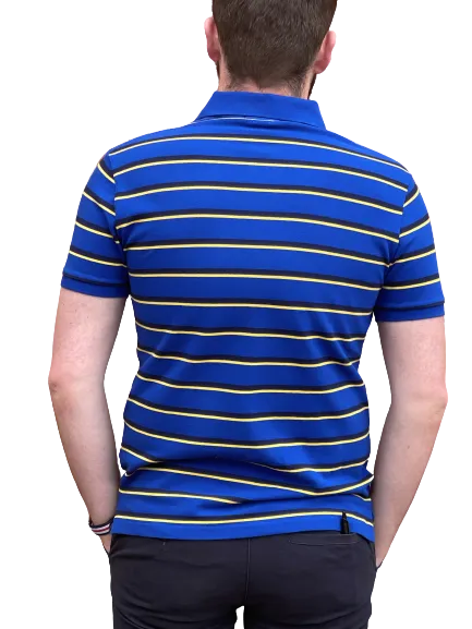 Custom Fit Mesh Polo - Stripe - Royal Blue, Yellow & Black