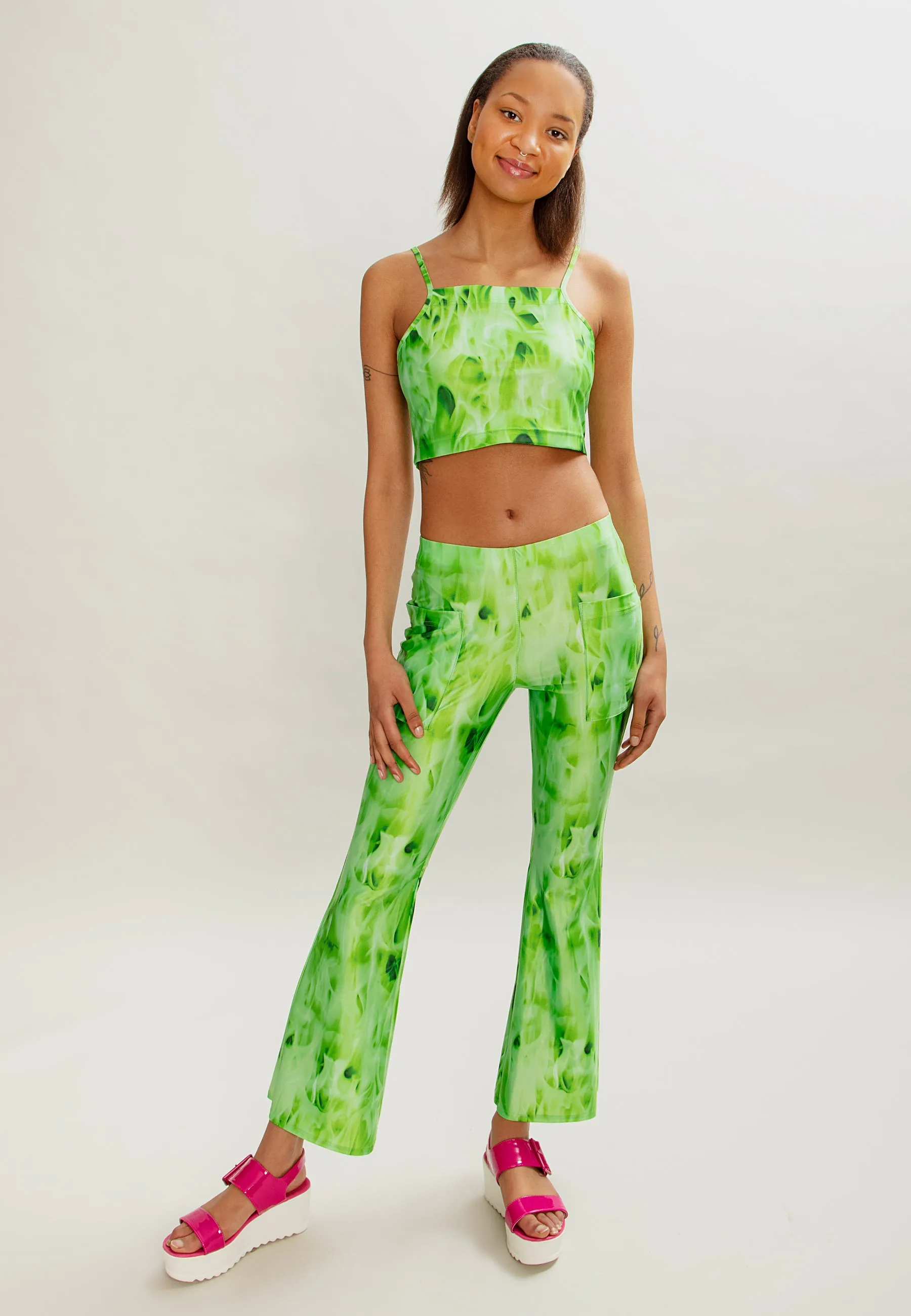 Dalika Flared Trousers Inflammable Green