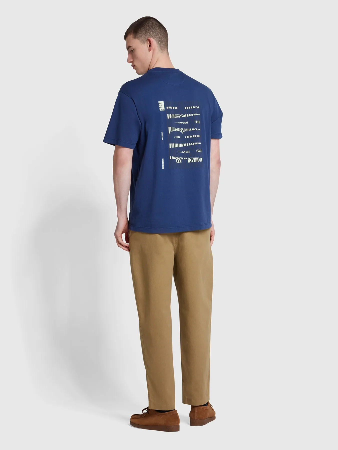 Damon Farah Logo Print T-Shirt In Rich Indigo