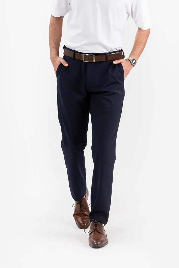 Dark Blue Water Repellant Slim Fit Formal Pants