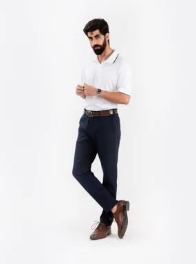 Dark Blue Water Repellant Slim Fit Formal Pants